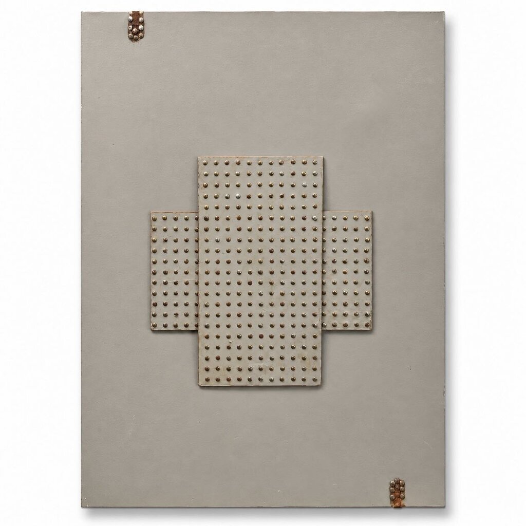 Orig. Price $800 - Metal Studded Mixed Media Wall Art