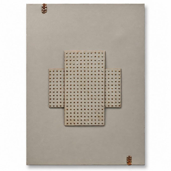 Orig. Price $800 - Metal Studded Mixed Media Wall Art