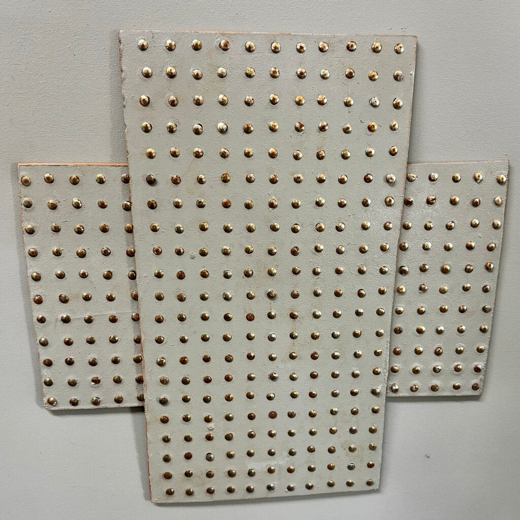Orig. Price $800 - Metal Studded Mixed Media Wall Art