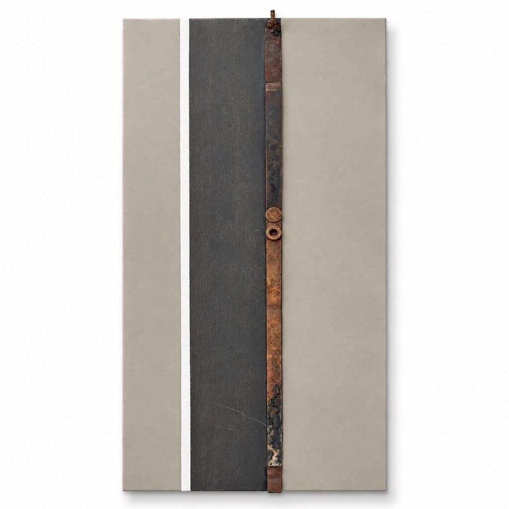 Orig. Price $650 - Modern Contrast – Abstract Canvas with Metal Accent