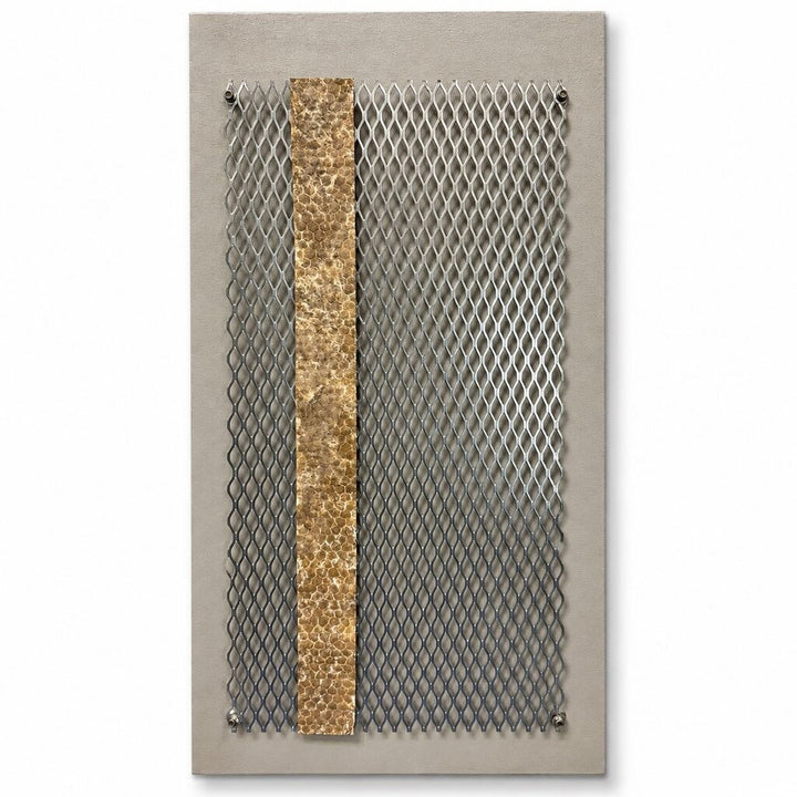 Orig. Price $350 - Metal Mesh & Hammered Gold Mixed Media Wall Art