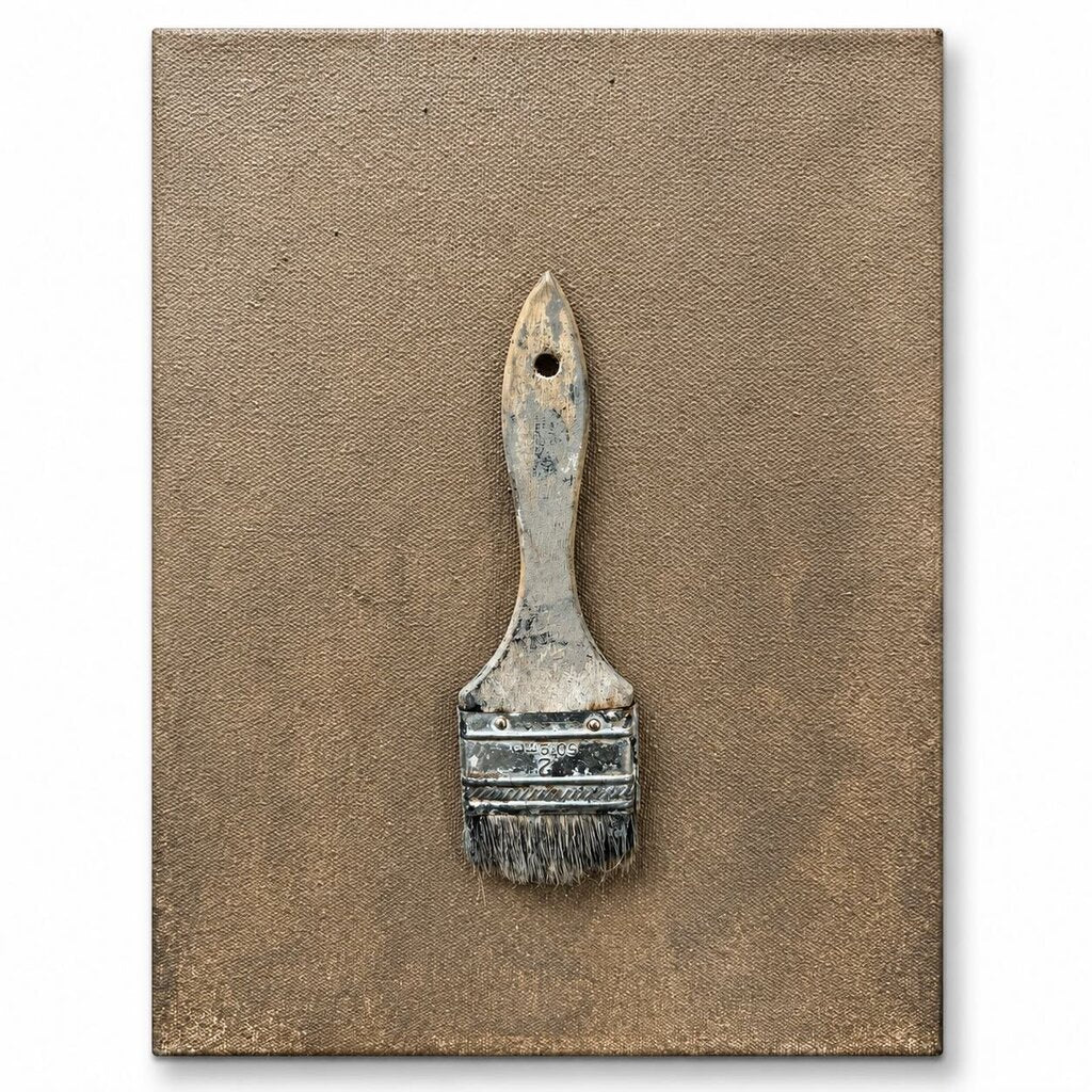 Orig. Price $150 - Artist's Touch I – Vintage Paintbrush Mixed Media Canvas Wall Art
