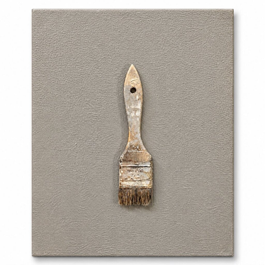 Orig. Price $150 - Artist's Touch II – Vintage Paintbrush Mixed Media Canvas Wall Art