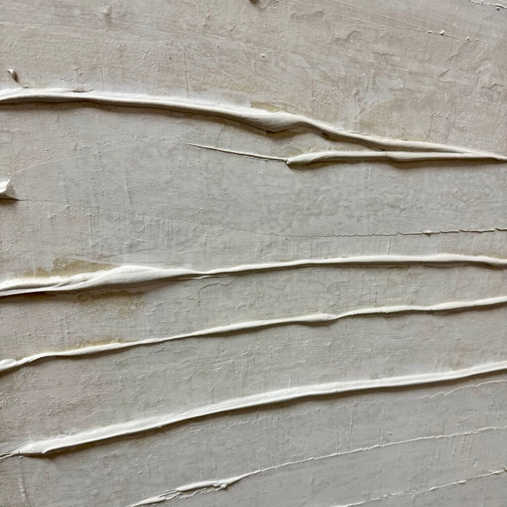 Orig. Price $1500 - Modern White-on-White Textured Abstract Canvas Art
