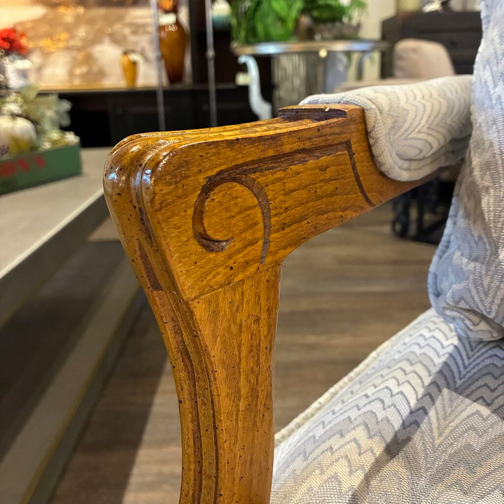 Flamestitch Upholstered Bergere Chair w/ Lumbar Pillow