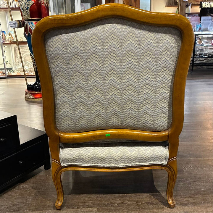 Flamestitch Upholstered Bergere Chair w/ Lumbar Pillow