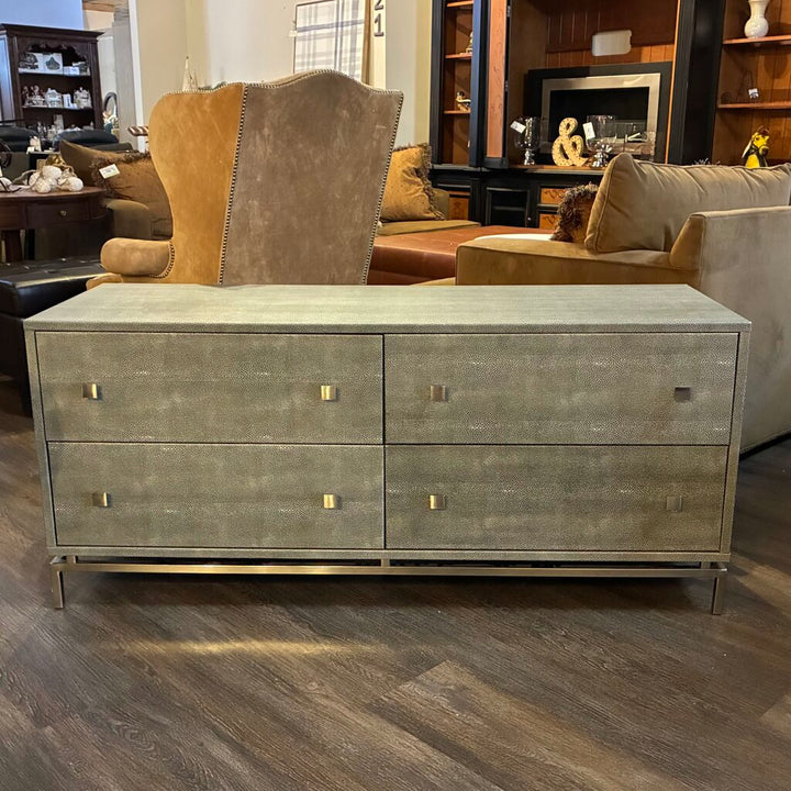 Orig. Price $1,822 - Shagreen Embossed Low Dresser