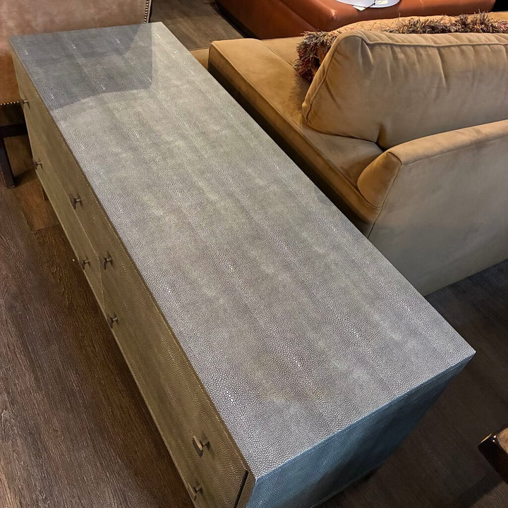 Orig. Price $1,822 - Shagreen Embossed Low Dresser