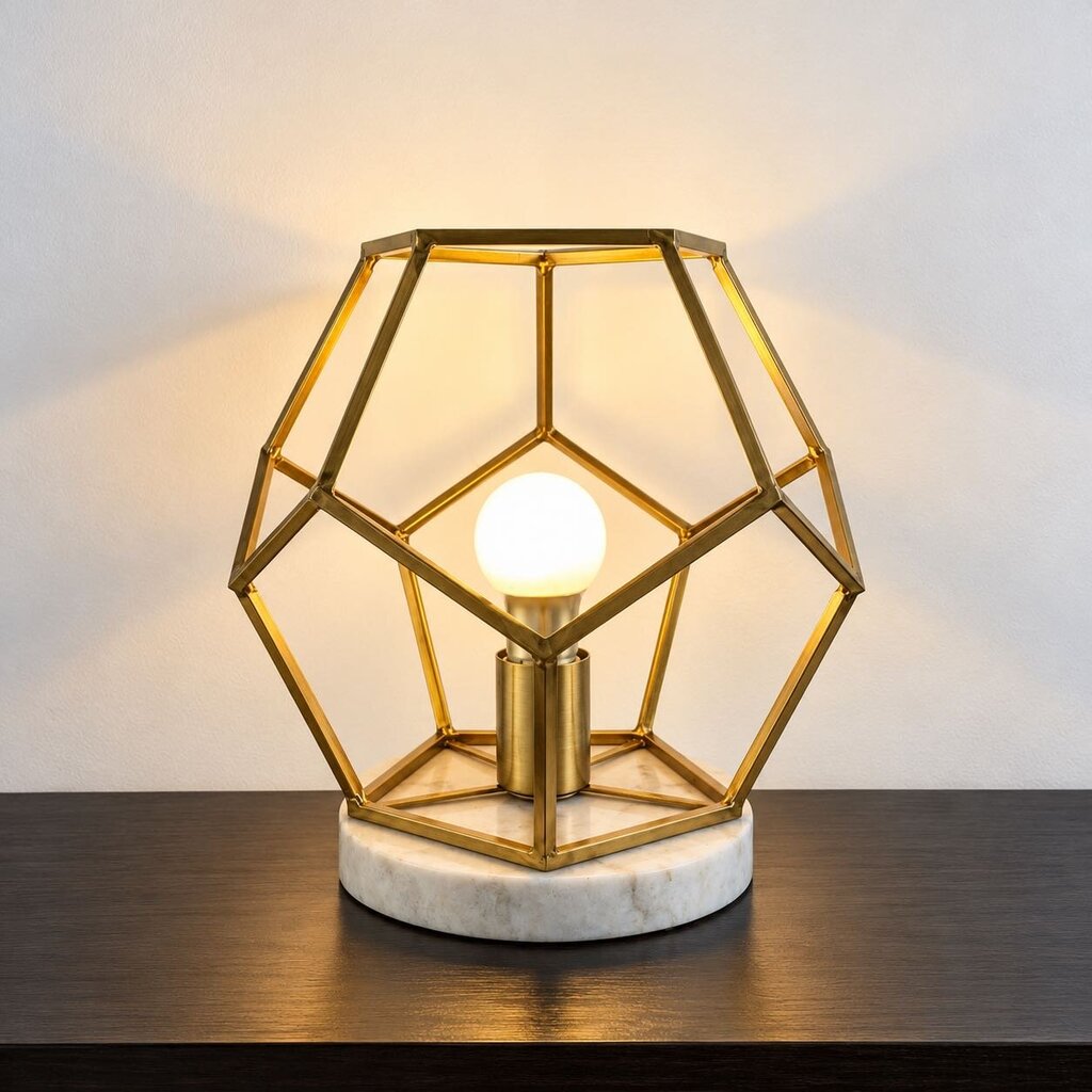 Geometric Metal & Marble Lamp