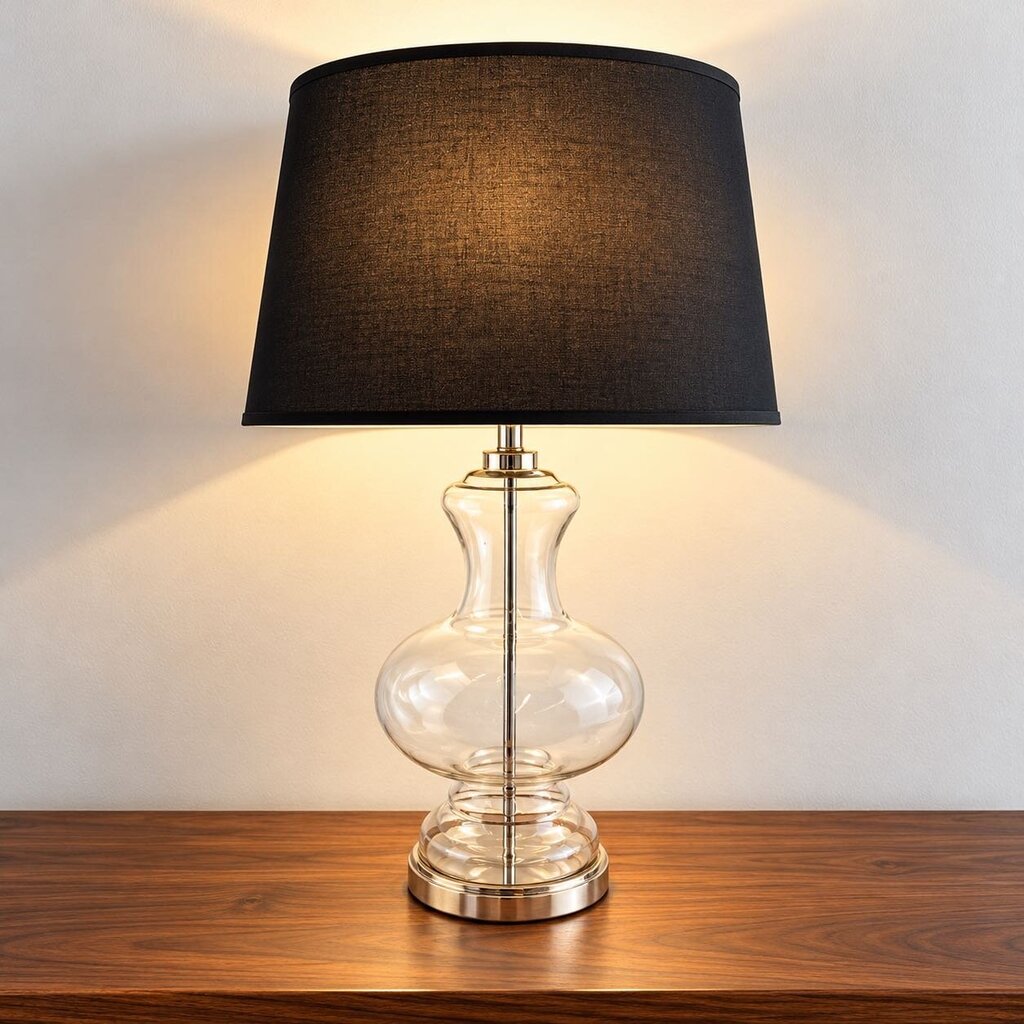 Glass Gourd Table Lamp w/ Drum Shade