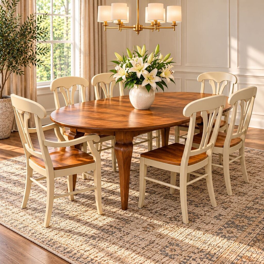 Orig. Price $8,200 - Country Manor Dining Table w/ 6 Chairs & 2 Leaves - Acosta's Home