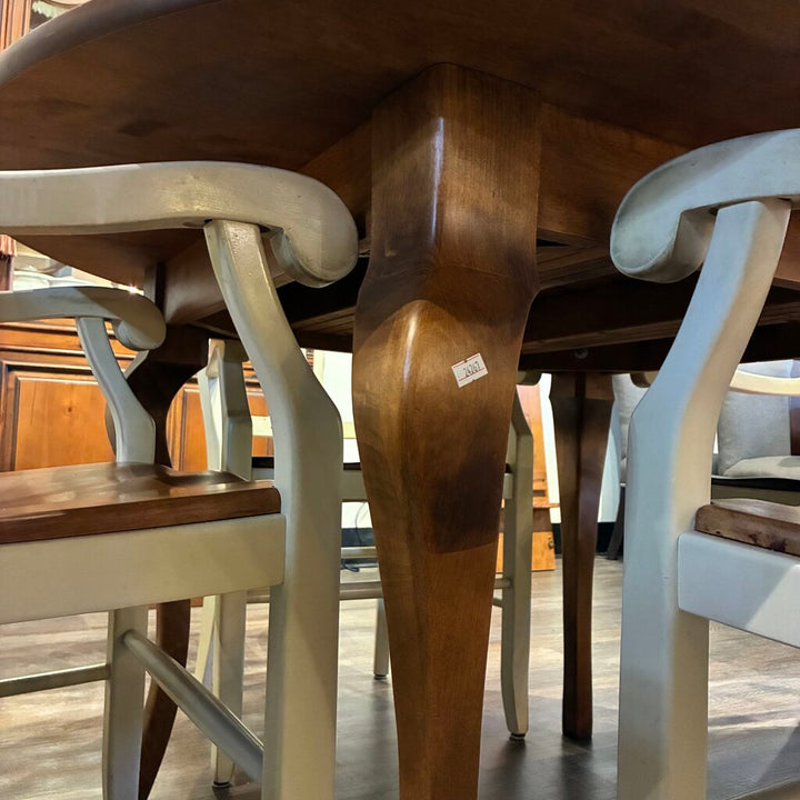 Orig. Price $8,200 - Country Manor Dining Table w/ 6 Chairs & 2 Leaves - Acosta's Home