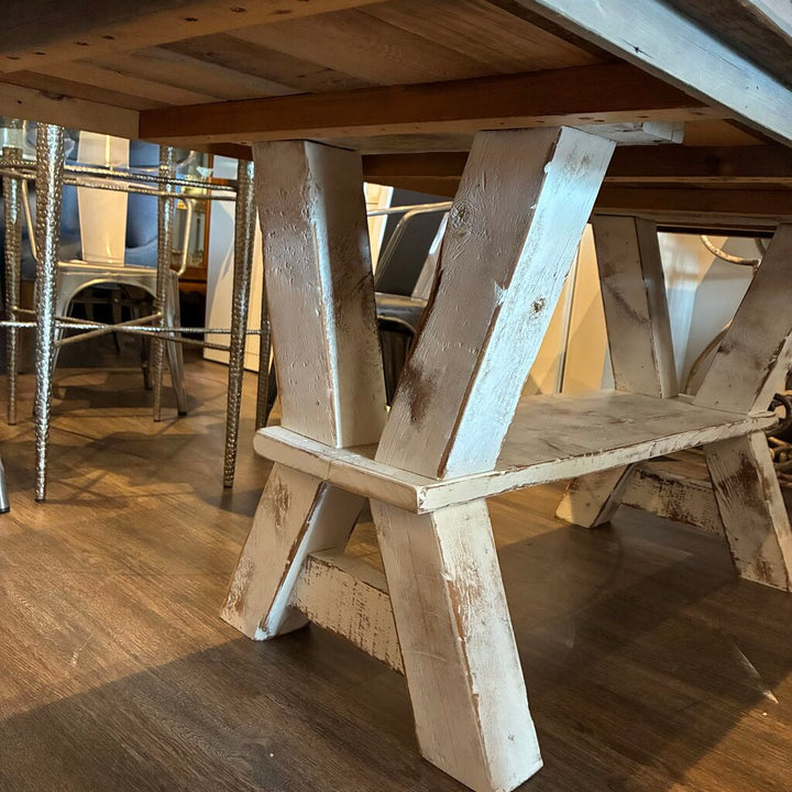 Custom Rustic Farmhouse Dining Table w/ Bench - Acosta's Home