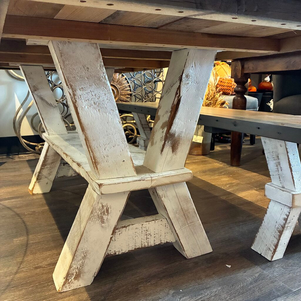 Custom Rustic Farmhouse Dining Table w/ Bench - Acosta's Home