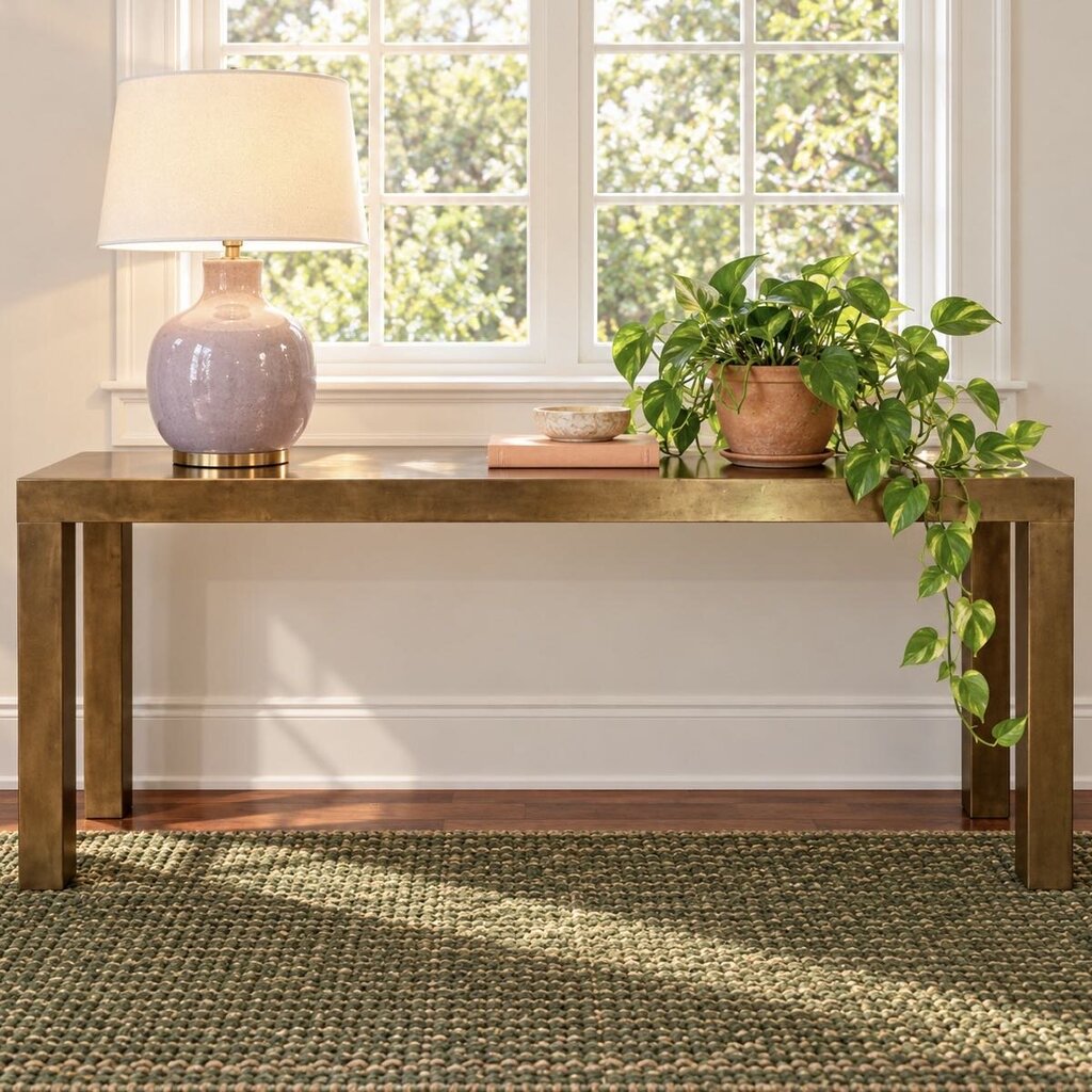 Orig. Price $3,000 - Baker-style Metal Console Table - Acosta's Home