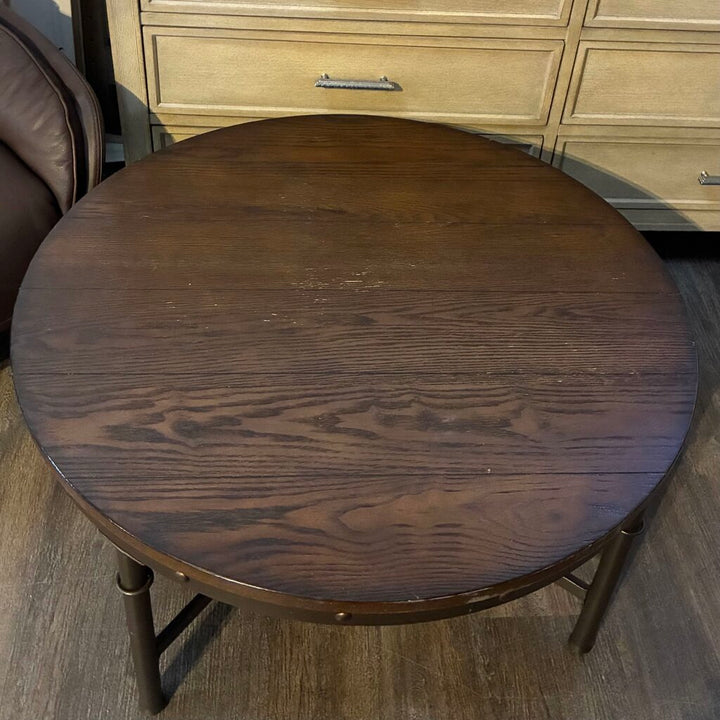 Orig. Price $800 - Round Wood and Metal Coffee Table - Acosta's Home