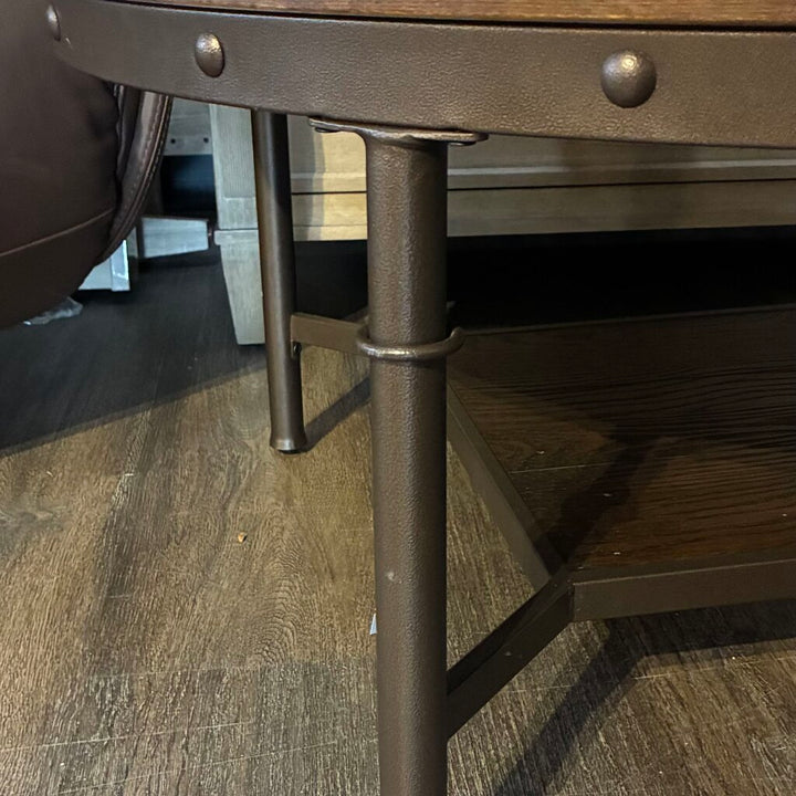 Orig. Price $800 - Round Wood and Metal Coffee Table - Acosta's Home