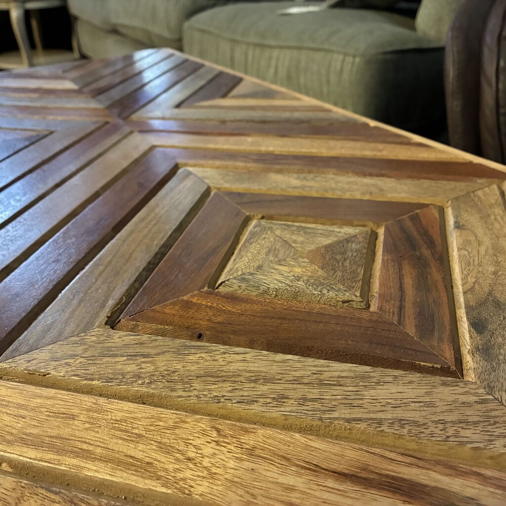 Solid Wood Geometric Bench - Acosta's Home