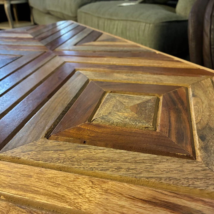 Solid Wood Geometric Bench - Acosta's Home