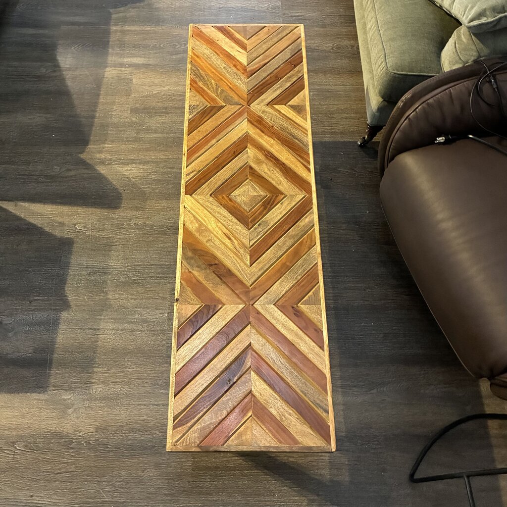 Solid Wood Geometric Bench - Acosta's Home