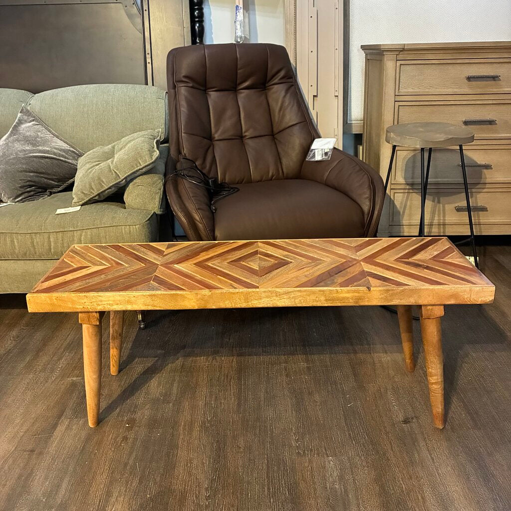 Solid Wood Geometric Bench - Acosta's Home