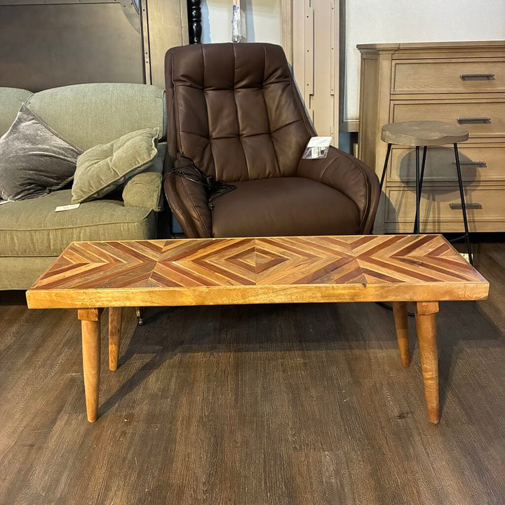 Solid Wood Geometric Bench - Acosta's Home