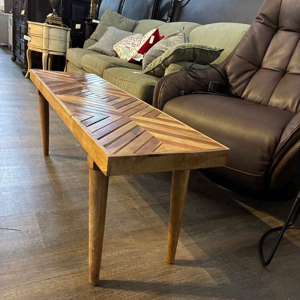 Solid Wood Geometric Bench - Acosta's Home