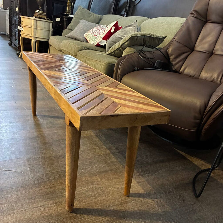 Solid Wood Geometric Bench - Acosta's Home