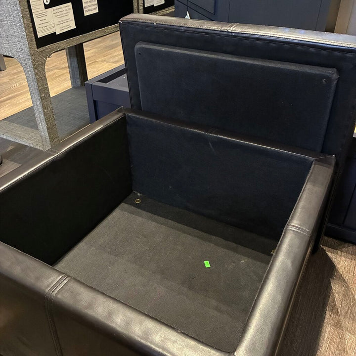 Quilted Vegan Leather Ottoman w/ Storage - Acosta's Home