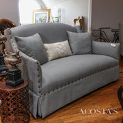 (BRAND NEW) Nailhead Linen Loveseat with Two Pillows