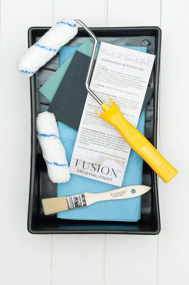 Fusion Mineral Paint Kit: Includes 2 Microfiber Rollers, 2 Sanding Pads, 1 " Brush, Tray