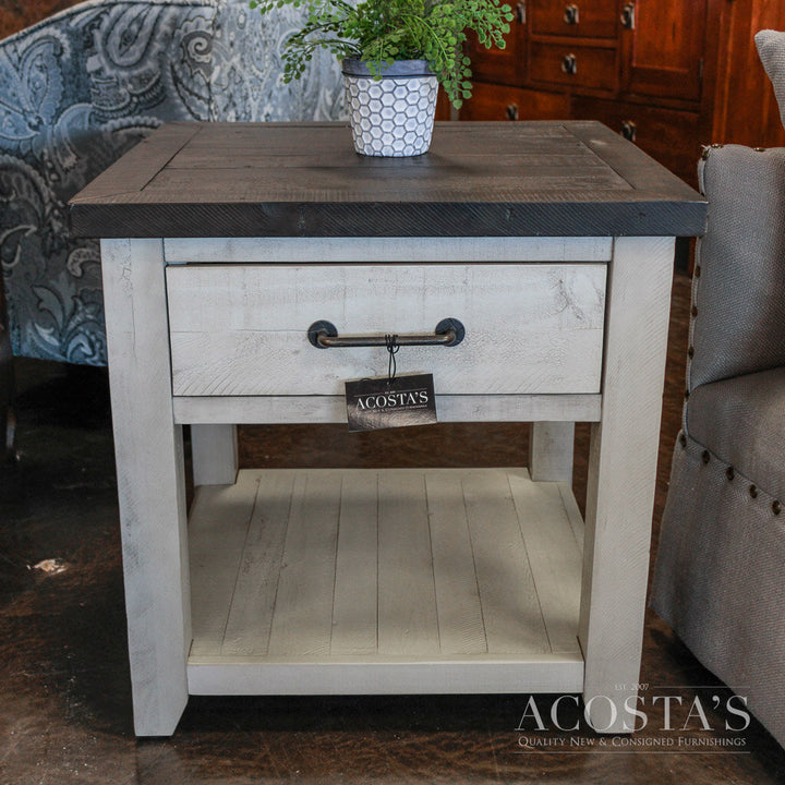 (BRAND NEW) Farmhouse End Table w/ Drawer