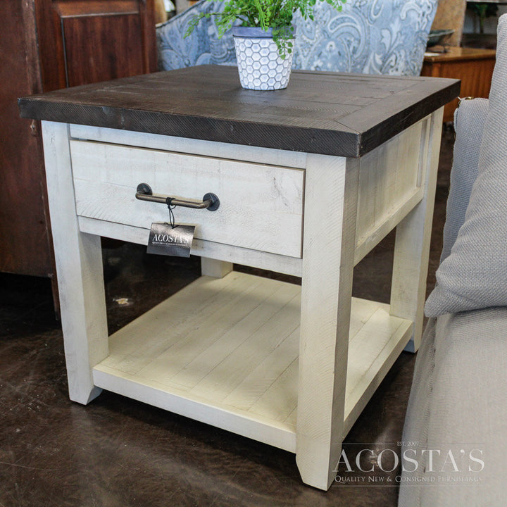 (BRAND NEW) Farmhouse End Table w/ Drawer