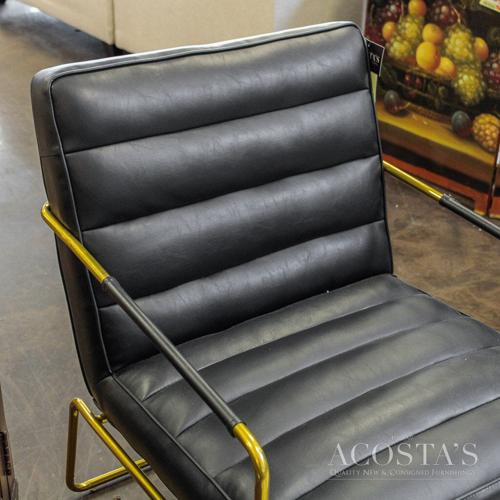 (Brand New) Modern Leather Accent Chair w/ Metal Frame