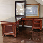 Orig. Price $1,529 - Executive L-Shaped Desk w/ Glass Top