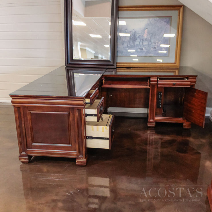 Orig. Price $1,529 - Executive L-Shaped Desk w/ Glass Top