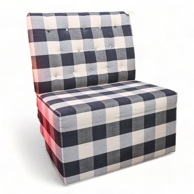 Orig. Price - $850 - Button Tufted Buffalo Check Banquette