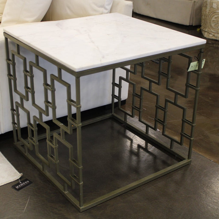 Orig Price - $1100 - Brass End Table w/ Marble Top