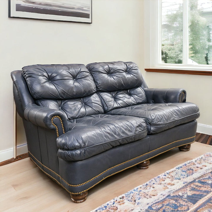 Orig Price $3200 - Tufted Leather Loveseat
