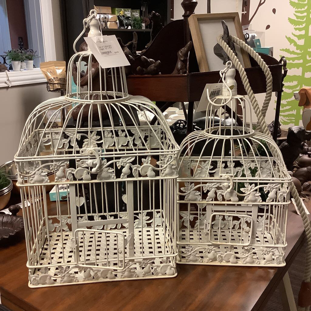Set of 2 Metal Bird Cages