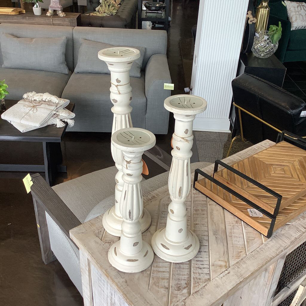 Set of 3 Wood Candle Holders