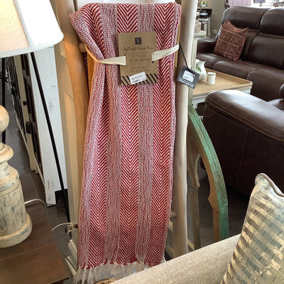 Cotton Hand Woven 50X60 Throw with Tassels, Red