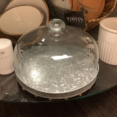Glass Dessert Dome with Beaded Base