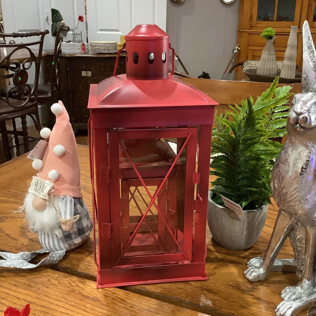 Set of 2 Metal & Glass Lanterns