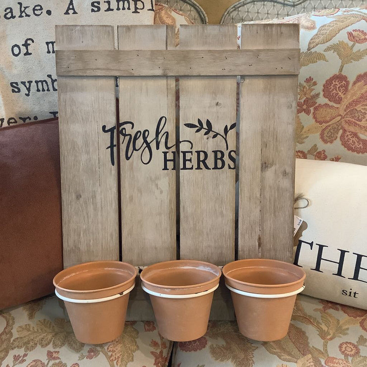 Fresh Herbs Sign with 3 Planters