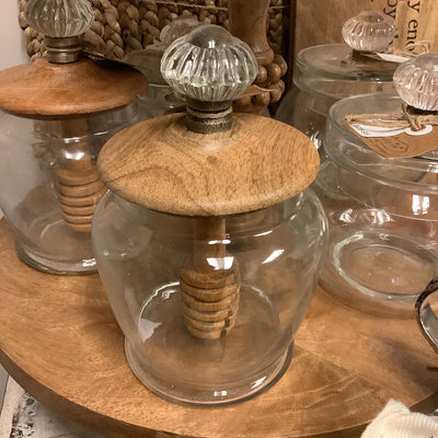 Glass Knob Honey Jar