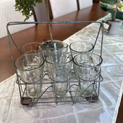 Rectangular Wire Caddy with Six Glasses