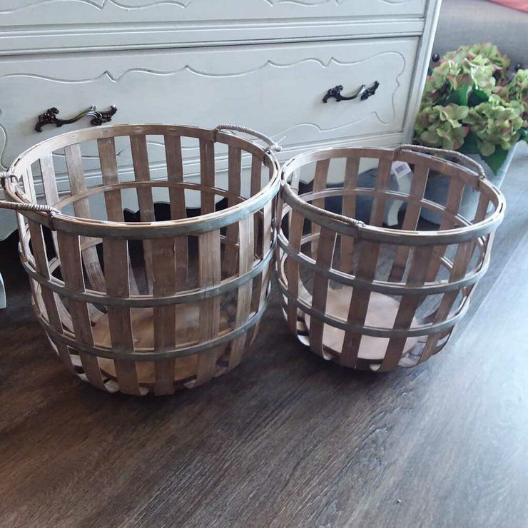 Set of 2 Wood & Metal Baskets