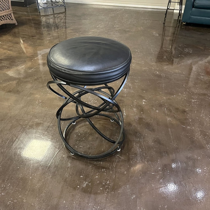 Leather and Metal Ring Stool