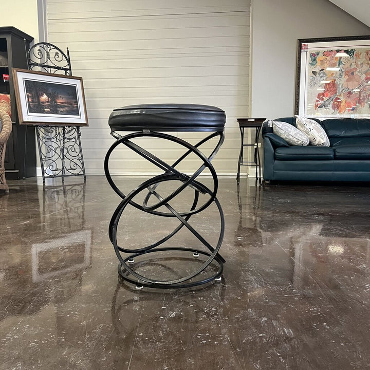 Leather and Metal Ring Stool